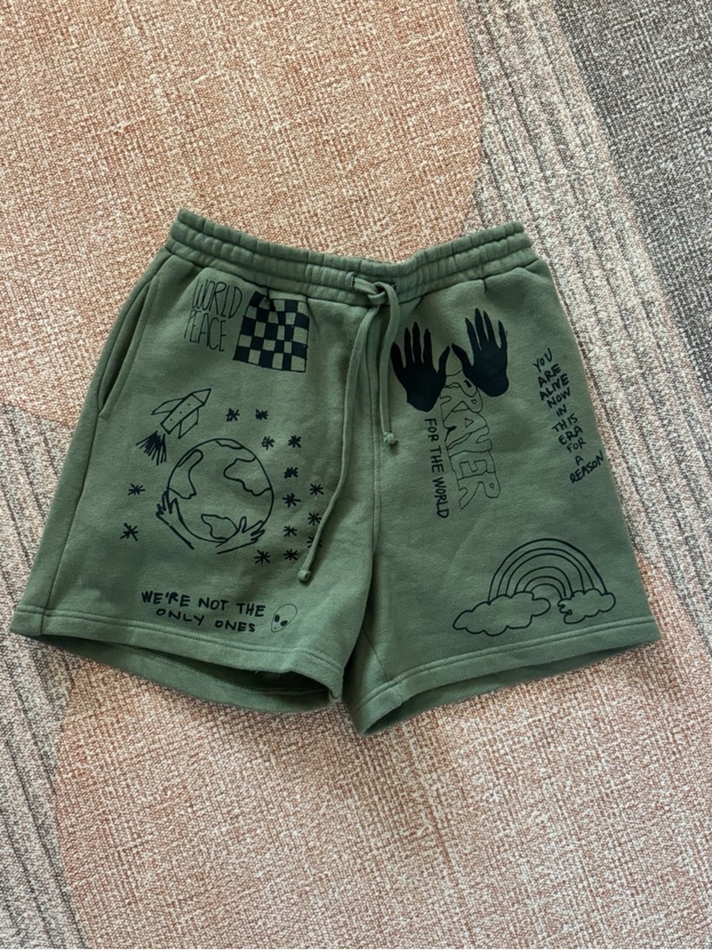 Melody Ehsani Olive Green Graphic Athletic Shorts